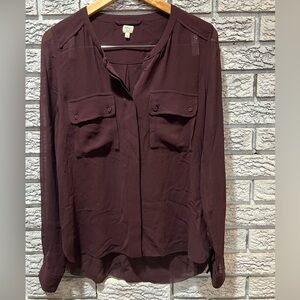Aritzia Wilfred Button-Front 100% Silk in Deep Plum